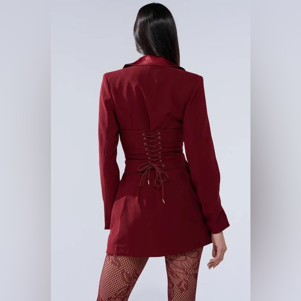 AKIRA Deep Red Satin Blazer Dress